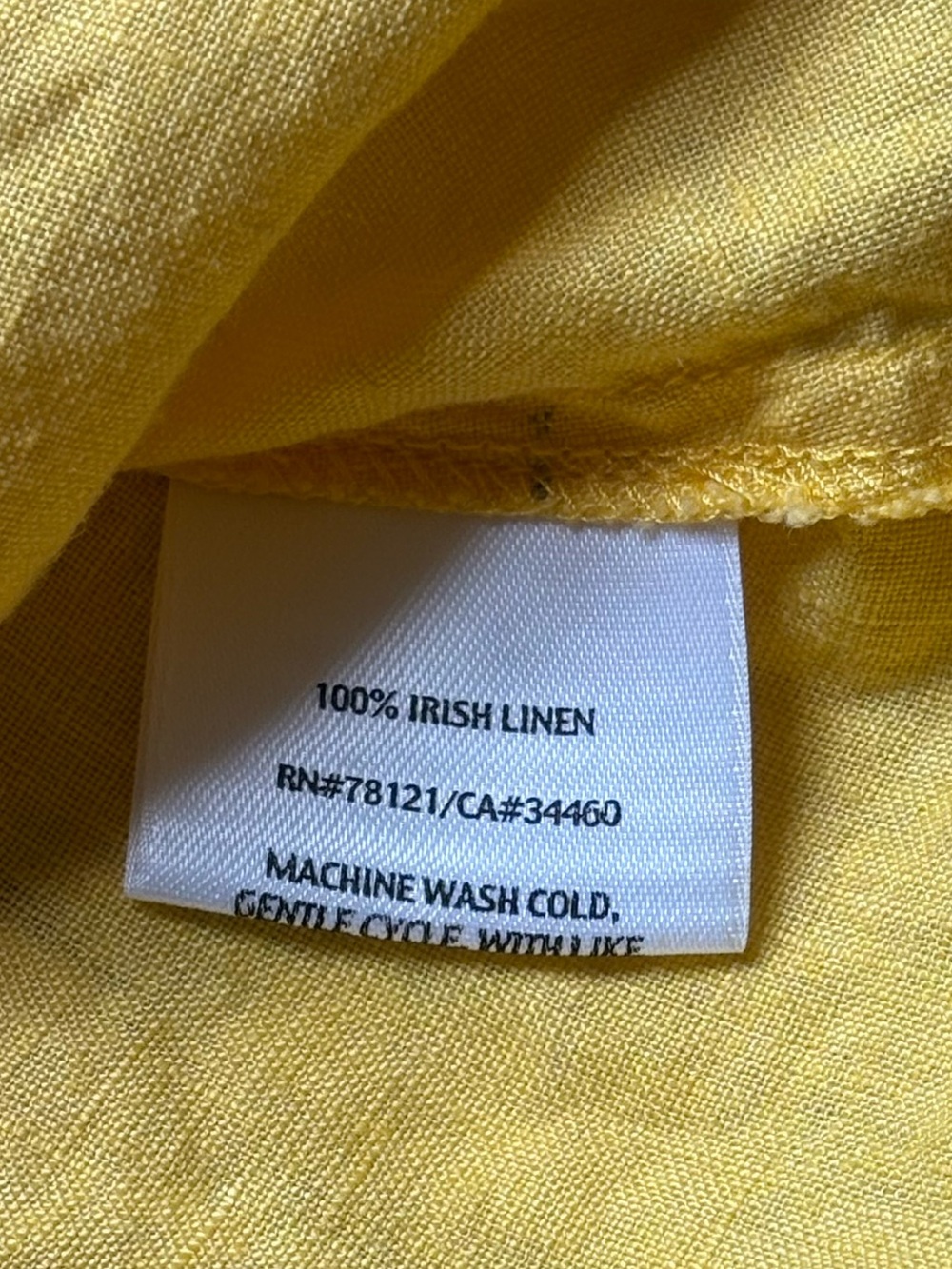 Eileen Fisher 100% Irish Linen Yellow Blouse Size Small Button Front - Picture 6 of 6